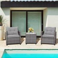 Modern 3 Piece Patio Rattan Bistro Set