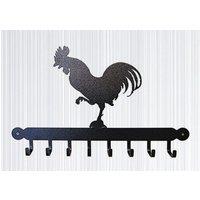 Poppyforge Tool Rack (Cockerel) - Hooks - Solid Steel - W54.6 x H30.5 cm in Black