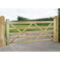 Burbage Iron Craft Evington Farm/Field Style 5 Bar Gate, Pressure Treated, W900 x H1200mm in Brown
