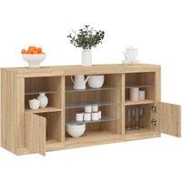 Berkfield Home Sideboard with LED Lights Sonoma Oak 142.5x37x67 cm in Brown