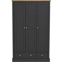 Lemon Pavilion Furniture Devon 3 Door 2 Drawer Wardrobe - L57.7 x W112.9 x H181.6 cm - Charcoal in Black | Size: 1 Pack