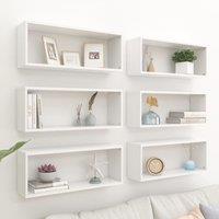 Berkfield Home Wall Cube Shelf 6 pcs White 60x15x23 cm Engineered Wood | Size: 60 x 15 x 23 cm