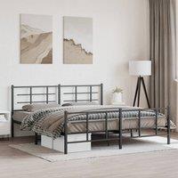 Berkfield Home Metal Bed Frame without Mattress with Footboard Black 180x200cm | Size: Super King