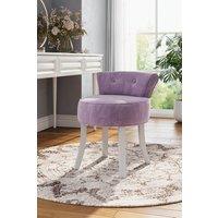 H&O Direct Purple Velvet Dressing Footstool Vanity Makeup Stool with White Legs
