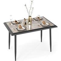 Gymax Sintered Stone Dining Table 110 cm x 70 cm Rectangular Kitchen Table in Grey