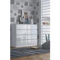 FWStyle Stora White Gloss 8 Drawer Chest Of Drawers Deep Drawer Design