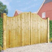 Burbage Iron Craft Drayton Tall Shaped Top Double Gate, Pressure Treated, W3000 x H1800mm in Brown