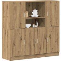 Berkfield Home 3 Piece Kitchen Cabinet Set Artisian Oak Engineered Wood in Brown