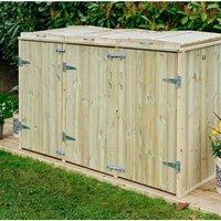 Buttercup Farm Shireburn Bin Store, Fits 2x 180L/240L Wheelie Bins & 2x Boxes in Brown