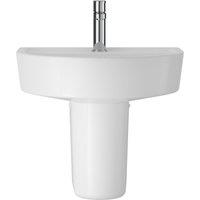 Balterley Mila Round 1 Tap Hole Basin & Semi Pedestal 420mm White Bathroom Sink