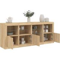 Berkfield Home Sideboard with LED Lights Sonoma Oak 164x37x67 cm in Brown | Size: 164 x 37 x 67 cm
