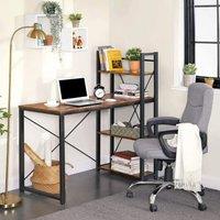 Wyld and Coco Industrial Office Desk With Shelves in Brown