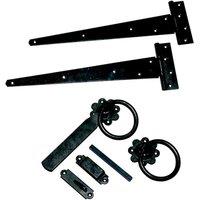 Burbage Iron Craft 18 Inch Carlton Single Gate Fittings, T - Hinge, Latch - Black