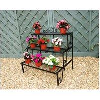 Poppy Forge 3 Tier Garden Pot Stand - Steel - L63.5 x W82.5 x H76.2 cm - Black