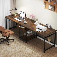 Wyld and Coco Large Home Office Desk for 2 in Brown