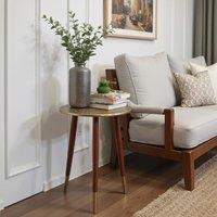 Hartsmede Hand Carved Vintage Side Table Brass in Copper