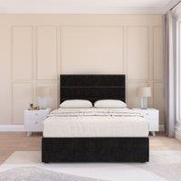 Sloomy Texas Plush Bed Set With No Drawers, Mattress & Headboard in Black | Size: Small Single