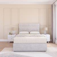 Sloomy Texas Plush Bed Set With No Drawers, Mattress & Headboard in Silver | Size: Single