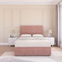 Sloomy Texas Plush Bed Set With No Drawers, Mattress & Headboard in Pink | Size: Small Single
