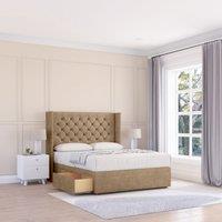 Dior Naples Wingback Bed Set ,2 Drawers & 54" Floor Standing Headboard