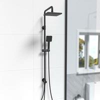 Nes Home Matt Black Square Exposed Bathroom Shower Mixer Twin Head Set