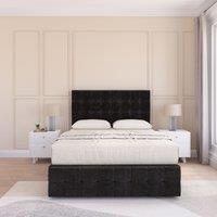 Sloomy Berlin Divan Bed Set With 2 drawers Footend - Plush Velvet in Black | Size: Double
