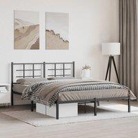 Berkfield Home Metal Bed Frame without Mattress with Headboard Black 160x200cm | Size: 160x200 cm