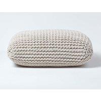 Homescapes Square Cotton Knitted Pouffe Floor Cushion in Natural