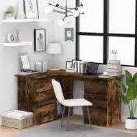 Wyld and Coco Industrial Brown Desk with Drawers