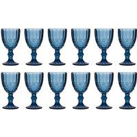 Dibor Set of 12 Vintage Luxury Spring Summer Sapphire Blue Drinking Wine Glass Wine Goblets Wedding Gift 350ml | Size: 12 Pack