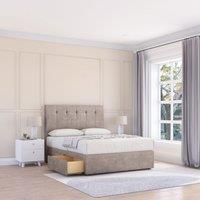 Sloomy Highbury Plush Velvet Memory Foam Bed Set With No Drawers, Mattress & Headboard in Stone | Size: Double