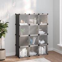 Berkfield Home Storage Cube Organiser with 12 Cubes & Doors Black PP