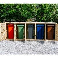 Buttercup Farm Chatburn Quintet Wheelie Bin Store, Fits 1x 180L or 240L & 4x 140L Bin in Brown