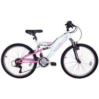 Dallingridge Chic Junior Girls Full Suspension Mountain Bike, 24 Wheel - White/Pale Pink in White