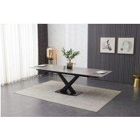 Interior Emporium Ltd IE Nordic Rock Extendable Ceramic Dining Table (Grey) - with 4 Static Chairs (Black, Grey, Green, Teel) in Grey