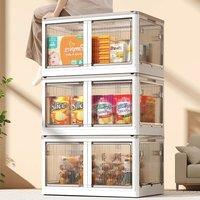 165L Stackable Foldable 3-Tier Storage Box with Wheels