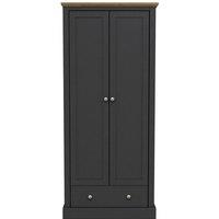 Lemon Pavilion Furniture Devon 2 Door Wardrobe - L56 x W79.7 x H181.5 cm - Charcoal in Black | Size: 1 Pack