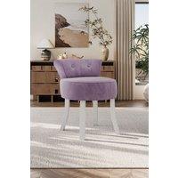 Living and Home Purple Velvet Make Up Chair Dressing Footstool with White Legs