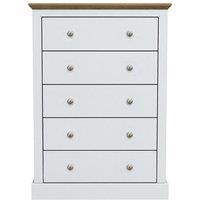 Lemon Pavilion Furniture Devon 5 Drawer Chest - L39.5 x W79 x H111.9 cm - White | Size: 1 Pack