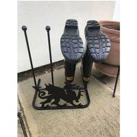 Poppyforge 2 Pair Boot Rack - Welsh Dragon, Steel, L30.4 x W38 x H48.3 cm - Black