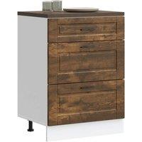 Berkfield Home Kitchen Base Cabinet Porto Smoked Oak Engineered Wood in Brown