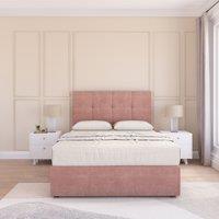 Sloomy Jasmine Plush Bed Set With No Drawers Mattress & 26 Headboard in Pink | Size: King