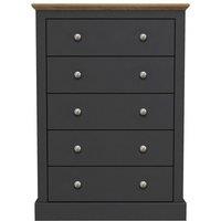 Lemon Pavilion Furniture Devon 5 Drawer Chest - L39.5 x W79 x H111.9 cm - Charcoal in Black | Size: 1 Pack