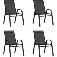 Berkfield Home Stackable Garden Chairs 4 pcs Black Textilene Fabric