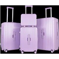 JLY 4 Piece Suitcase Set: Vanity, Carry-On, Medium & Large with Cupholder in Lilac | Size: 4 Pack