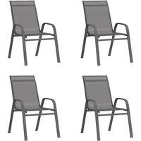 Stackable Garden Chairs 4 pcs Grey Textilene Fabric