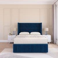Melbourne Upholstered Wingback Bed Set With No Drawers & 54" Floor standing Headboard -Plush Velvet