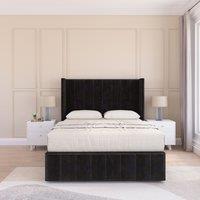 Melbourne Upholstered Wingback Bed Set With No Drawers & 54" Floor standing Headboard -Plush Velvet