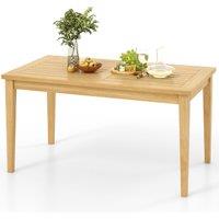 Gymax Outdoor Teak Wood Coffee Table Solid Wood Patio Side Table-Natural in Light Khaki