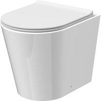 Balterley Round Rimless Back to Wall Toilet Pan with Soft Close Sandwich Seat in White
